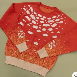 Red and White Patterned Sweater